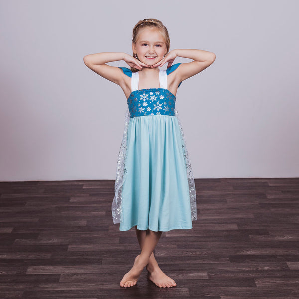 Elsa Inspired Cotton Twirl Dress Foxtail Lilies Elsa Inspired Cotton Twirl Dress Foxtail Lilies