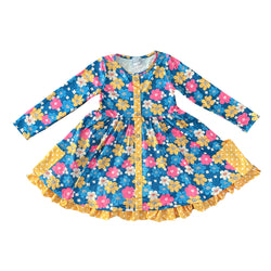 Navy & Mustard Button Twirl