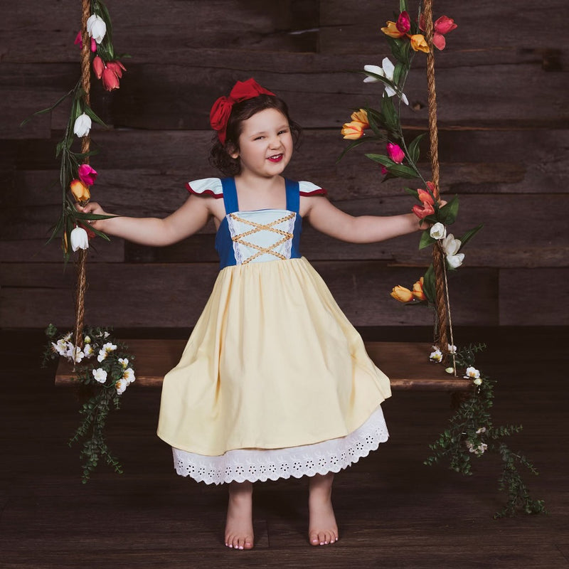 Snow White Inspired Cotton Twirl Dress Foxtail Lilies Snow White Inspired Cotton Twirl Dress Foxtail Lilies