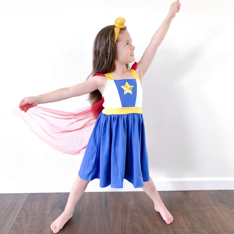 Wonder Woman Inspired Cotton Twirl Dress