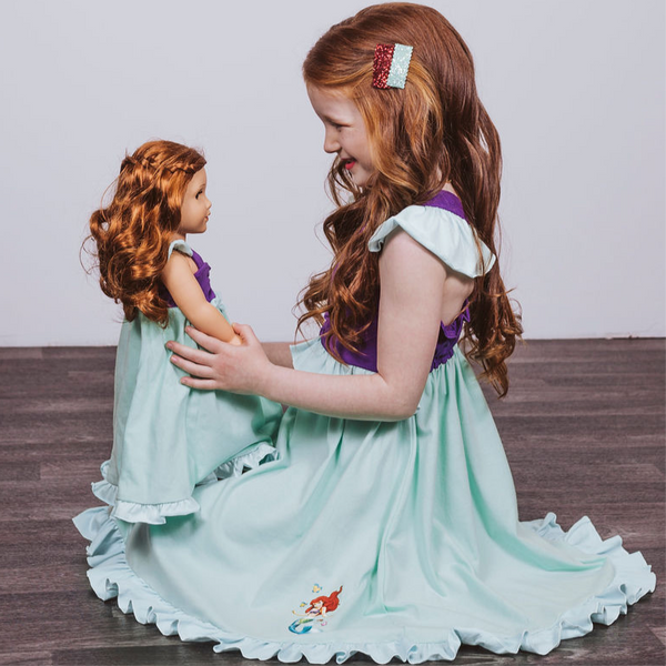 Ariel Inspired Doll Size Dress