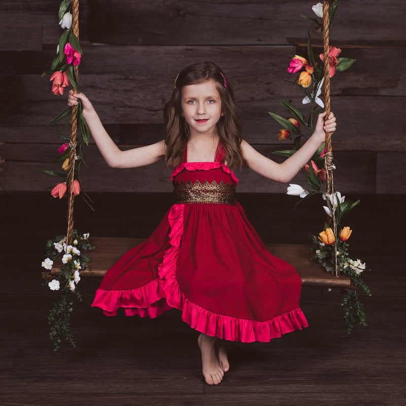 Scarlet Red Flower Girl Dresses | Lace Dresses at Sara Dresses