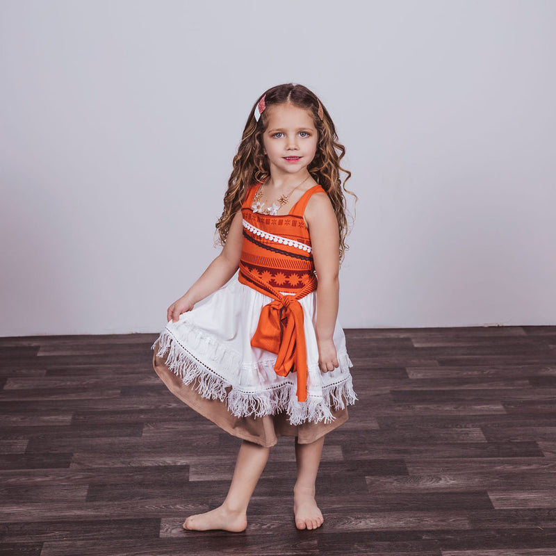 Moana Inspired Cotton Twirl Dress Foxtail Lilies Moana Inspired Cotton Twirl Dress Foxtail Lilies