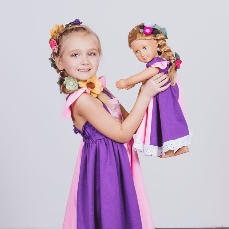 Rapunzel Inspired Doll Size Dress