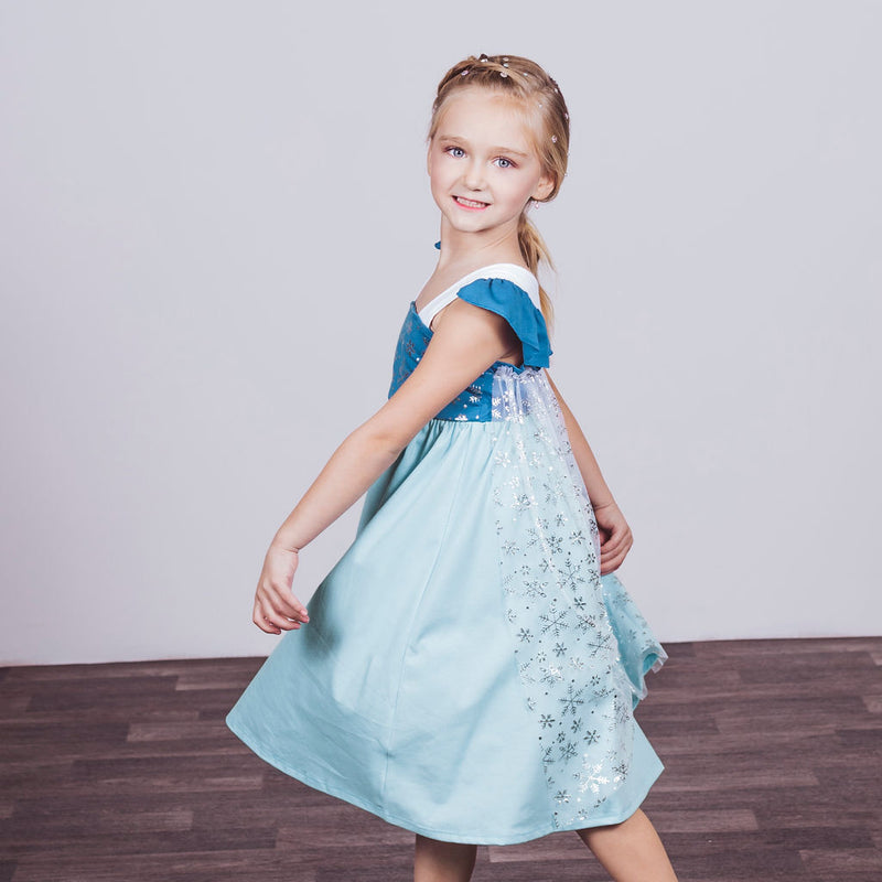 Elsa Inspired Cotton Twirl Dress Foxtail Lilies Elsa Inspired Cotton Twirl Dress Foxtail Lilies