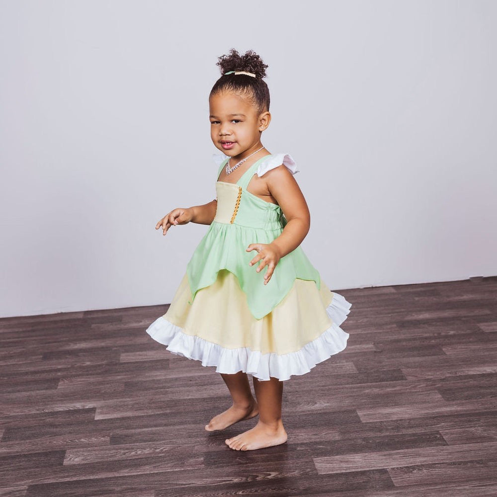 Tiana/Tinkerbell Inspired Cotton Twirl Dress – Foxtail Lilies